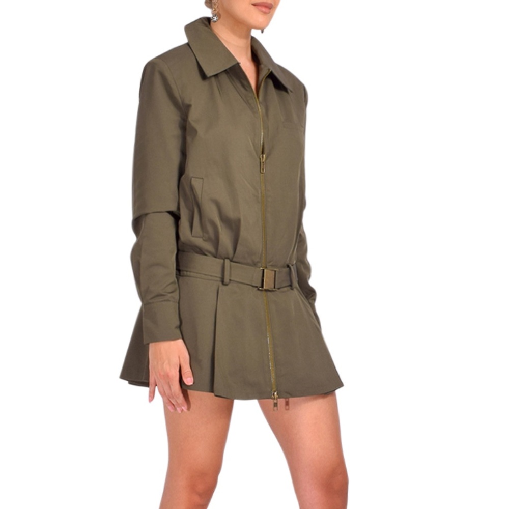 SER.O.YA 'Sanders' Twill Dress in Olive Green (NWT)